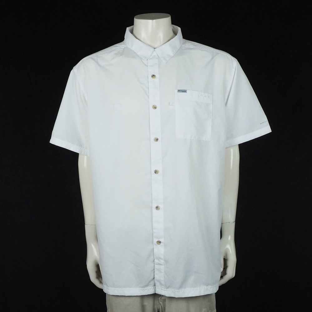 Columbia PFG Bluefin Winds Camp Fishing Button Down Shirt Mens 2XL XXL White